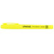 A Universal fluorescent yellow chisel tip pen style highlighter with a pocket clip.
