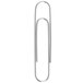 A silver Acco jumbo paper clip on a white background.