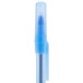 A blue Bic pen with a white cap.