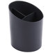A black plastic Universal pencil cup with compartments.