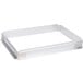A white rectangular Baker's Mark Half-Size Sheet Pan Extender with clear plastic sides and silver metal elements.