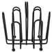A Tablecraft black metal rack with four metal holders.