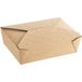 A brown rectangular Kraft paper take-out box with a lid.