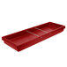 A red rectangular Cambro buffet bar base on a table.