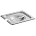A white rectangular stainless steel lid with a handle.