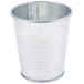 An American Metalcraft galvanized metal soup can with a metal lid on a white background.