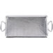 An American Metalcraft rectangular stainless steel tray with hammered details and handles.