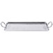 A silver American Metalcraft rectangular griddle with hammered metal surface and handles.