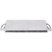 An American Metalcraft rectangular stainless steel griddle tray with a metal handle.