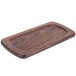 An American Metalcraft ash wood serving board with a rimmed rectangular shape and rounded edges.