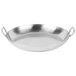 An American Metalcraft stainless steel pan with handles.