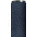 A blue cylinder with a black top and a roll of slate blue Notrax carpet.