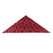 A black chef neckerchief with red chili peppers on it in a triangle pattern.