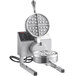 A Nemco commercial waffle maker with round waffle grids.