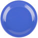 A Carlisle Ocean Blue melamine plate with a white background.