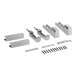 A group of stainless steel Cres Cor Little Ceasers door hardware parts.