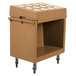 A brown Cambro dish cart with wheels.