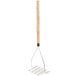 A Thunder Group chrome plated potato masher with a wood handle.