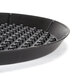 A black HS Inc. Polypropylene Pizza tray with small round holes.