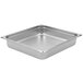 A Choice 2/3 size stainless steel steam table pan on a counter.