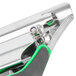 A close up of a metal tool with a green and silver Unger ErgoTec XL Squeegee Handle.