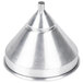 An American Metalcraft silver metal funnel with a built-in strainer.