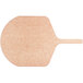 An American Metalcraft natural wood pizza peel with a long handle.