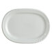 A Tuxton bright white china platter with an embossed rim.
