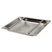 A stainless steel Advance Tabco pre-rinse basket tray with holes.