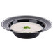 A white Fineline plastic soup bowl with green onion garnish.