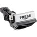 A black and silver Zumex Versatile Pro faucet press device.