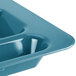 A teal Cambro compartment tray with 6 compartments.