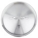A Vollrath stainless steel pot lid with a handle.