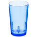 A sapphire blue Cambro plastic cup with a straw.