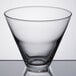 A clear Libbey stemless martini glass with a smooth rim.