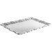 A silver Vollrath Victorian rectangular metal catering tray with a decorative edge.