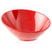 A close-up of a red GET Sensation melamine bowl with a slanted edge.