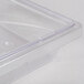 A Rubbermaid clear polycarbonate food storage box with a clear lid.