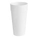 A white styrofoam cup with a white background.