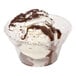 A bowl of Dutch Treat chocolate ice cream with whipped cream and chocolate topping.