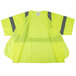 A yellow high visibility safety vest with grey reflective stripes.