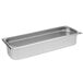A stainless steel Choice long steam table pan with a lid.