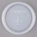 A white translucent Cambro lid with a cross-shaped slot.