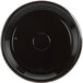 A WNA Comet black plastic round catering tray with a round center.