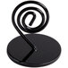 A black metal Cal-Mil card holder with a spiral shape.