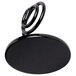 A black iron table card holder with a spiral.