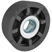 An Edlund grey rubber wheel with a hole and nut.