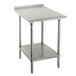 A 16 gauge stainless steel Advance Tabco work table with a galvanized undershelf.