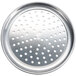 An American Metalcraft silver aluminum pizza pan with a wide rim and perforated holes.