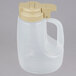 A Tablecraft plastic jug with a beige top and handle.
